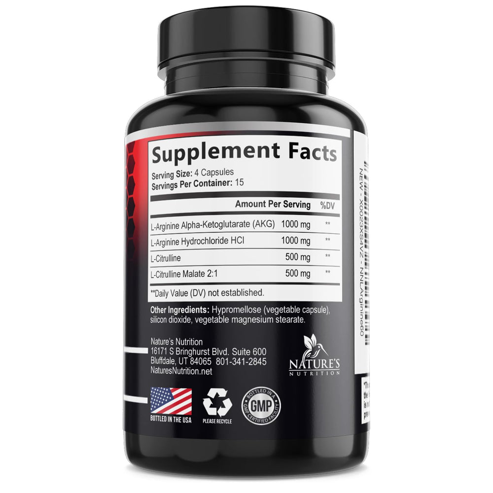 Nature's Nutrition comparación de 60 cápsulas para ciclo de uso