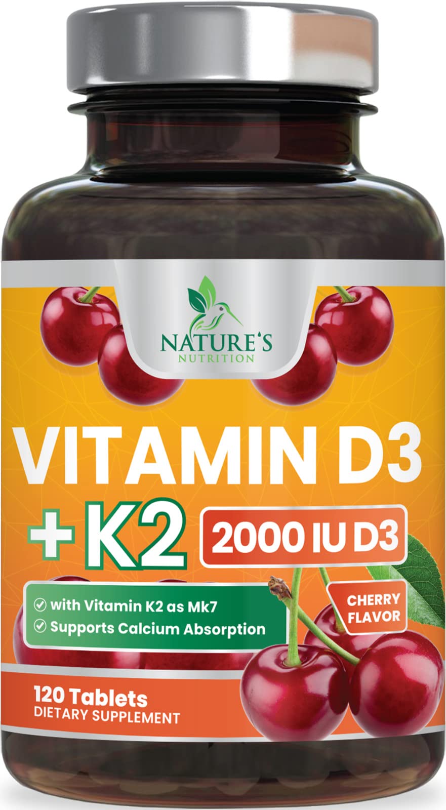 Nature's Nutrition frente del envase mostrando 120 tabletas, fácil identificación