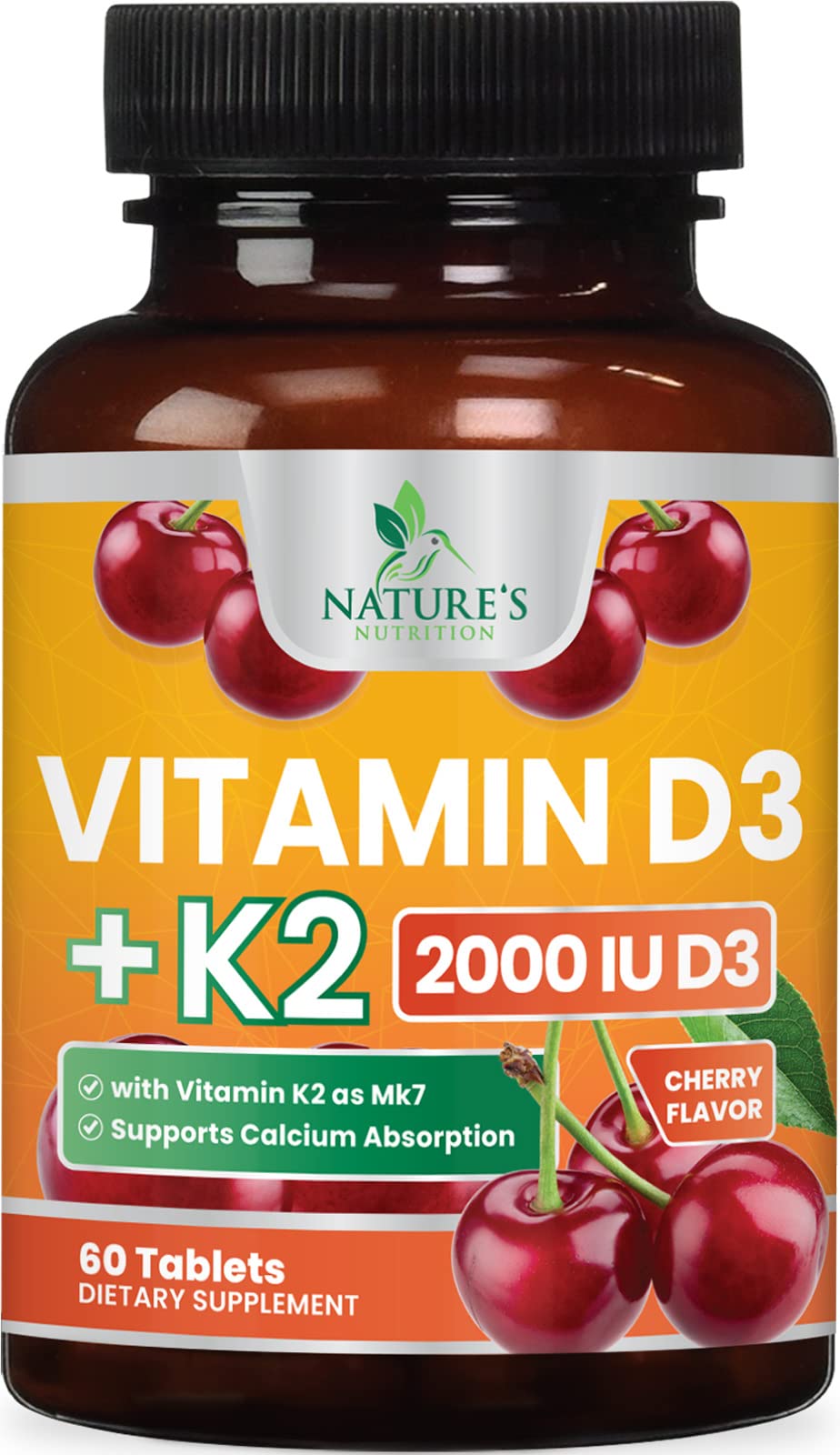 Nature's Nutrition frasco frontal mostrando 60 tabletas, presentación clara y práctica