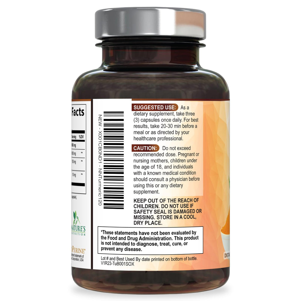 Nature's Nutrition detalle de pimienta negra BioPerine como potenciador