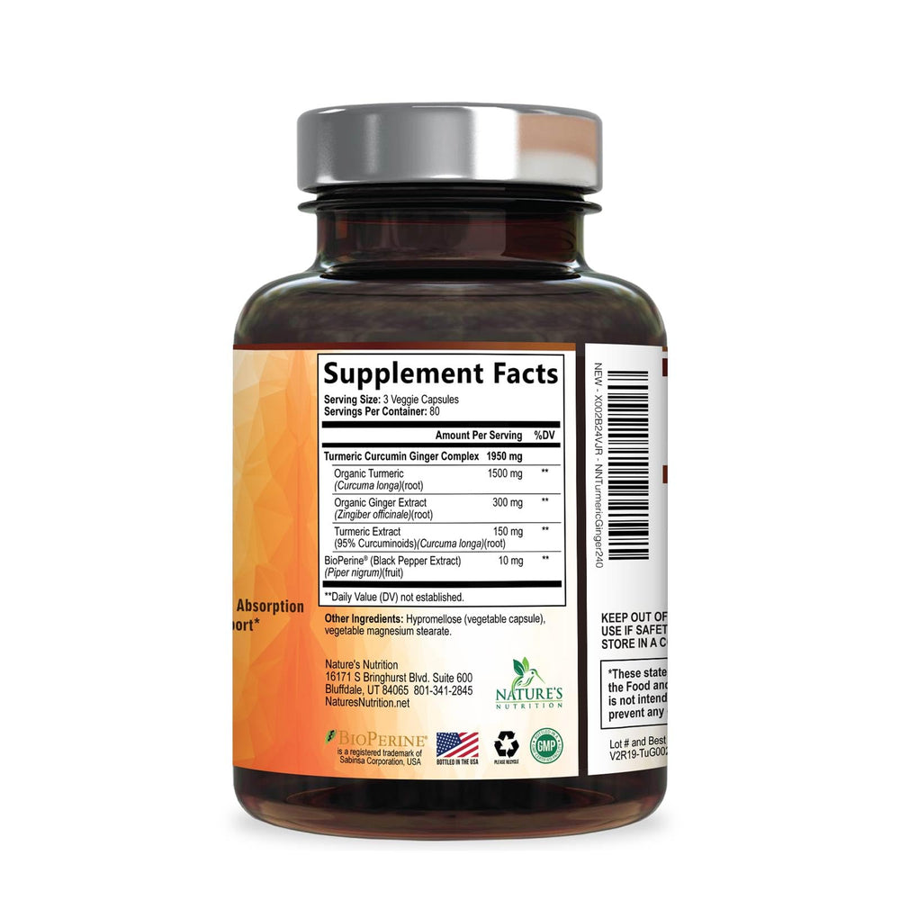 Nature's Nutrition sello GMP en envase subrayando fabricación en EE. UU.