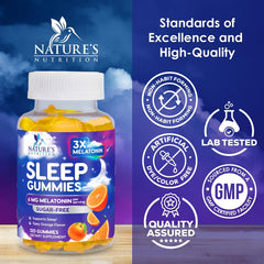 Nature's Nutrition etiqueta frontal con información de 6 mg y sin azúcar