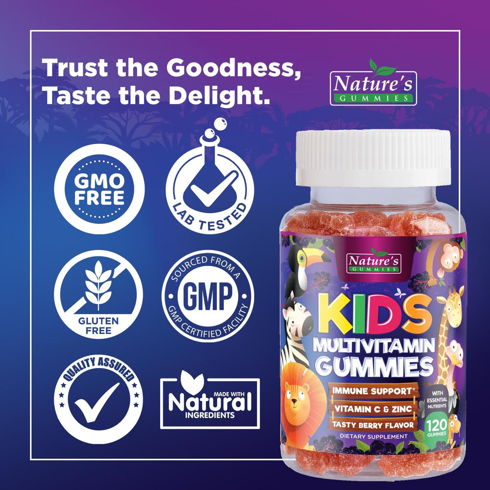 Nature's Nutrition etiqueta nutricional visible con lista de vitaminas clave