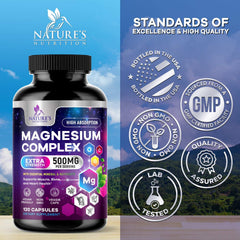 Nature's Nutrition etiqueta nutricional mostrando dosis y formas de magnesio