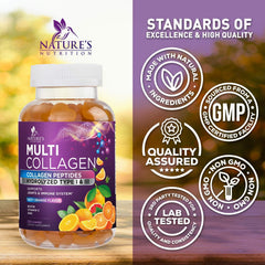 Nature's Nutrition etiqueta con ingredientes, dosis de biotina y colágeno