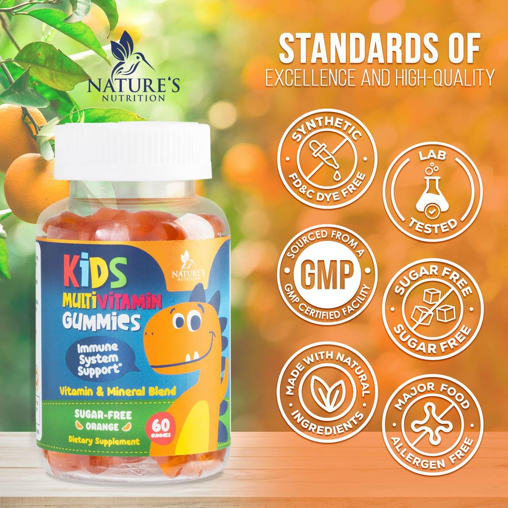 Nature's Nutrition etiqueta con lista de vitaminas y dosificación clara