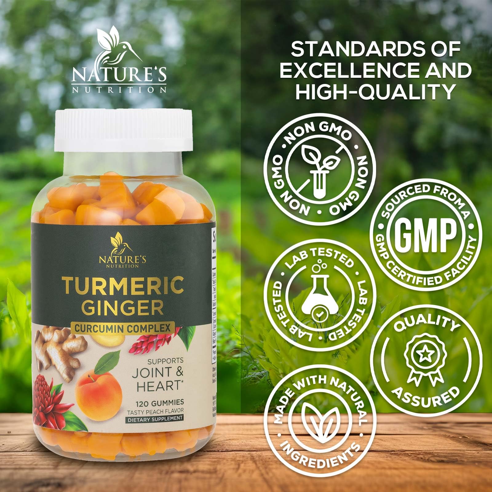 Nature's Nutrition etiqueta con lista de ingredientes y certificaciones visibles