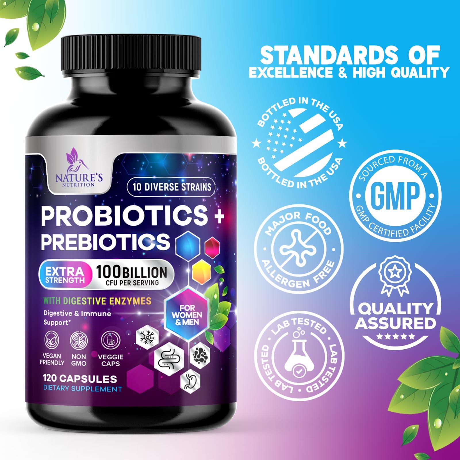 Nature's Nutrition detalle de etiqueta con información de ingredientes