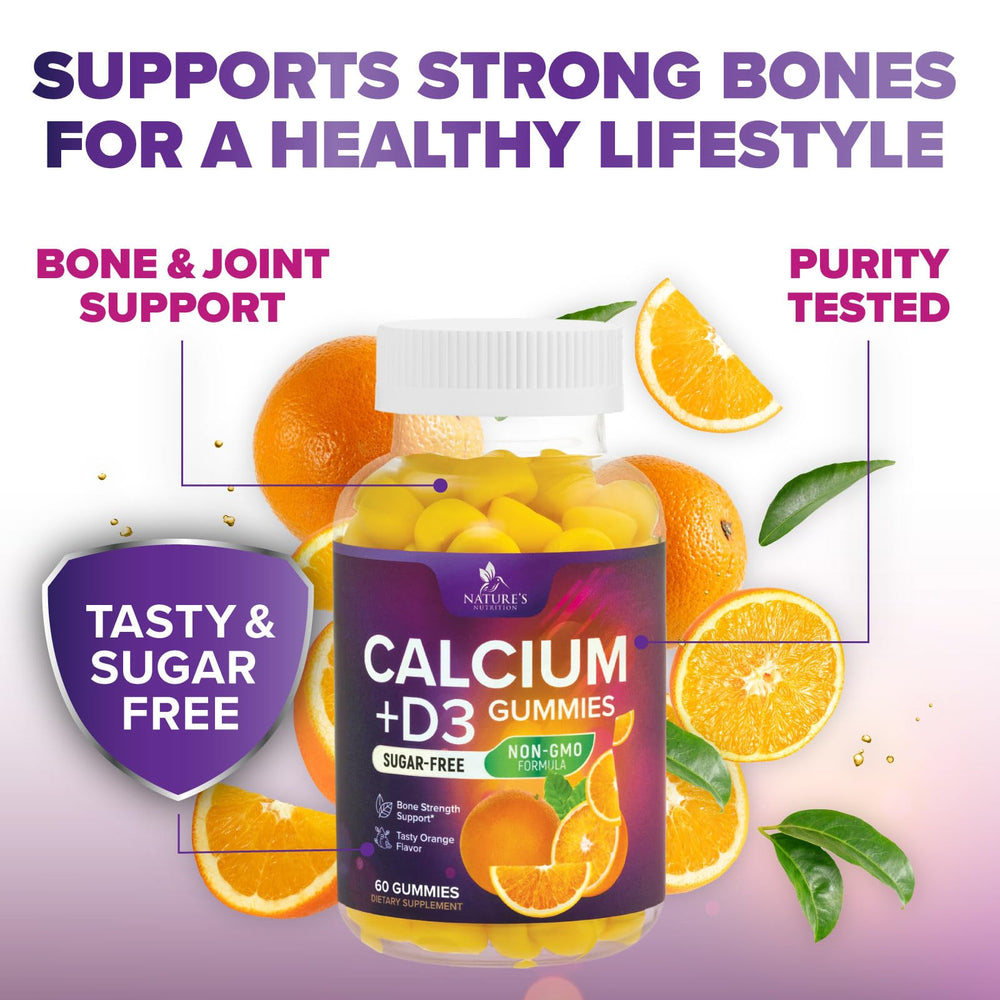 Nature's Nutrition etiqueta nutricional, muestra calcio y vitamina D3