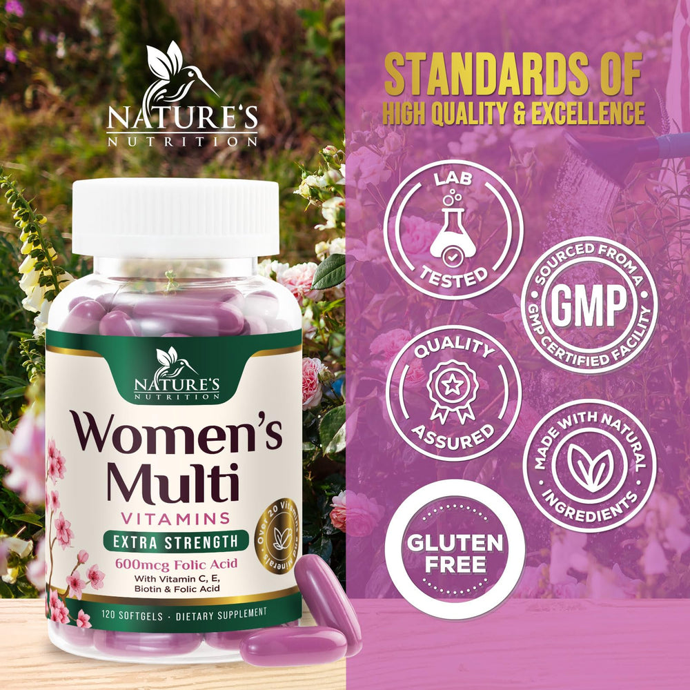 Nature's Nutrition etiqueta nutricional legible con lista de vitaminas
