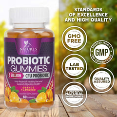 Nature's Nutrition etiqueta con lista de cepas y beneficios visibles