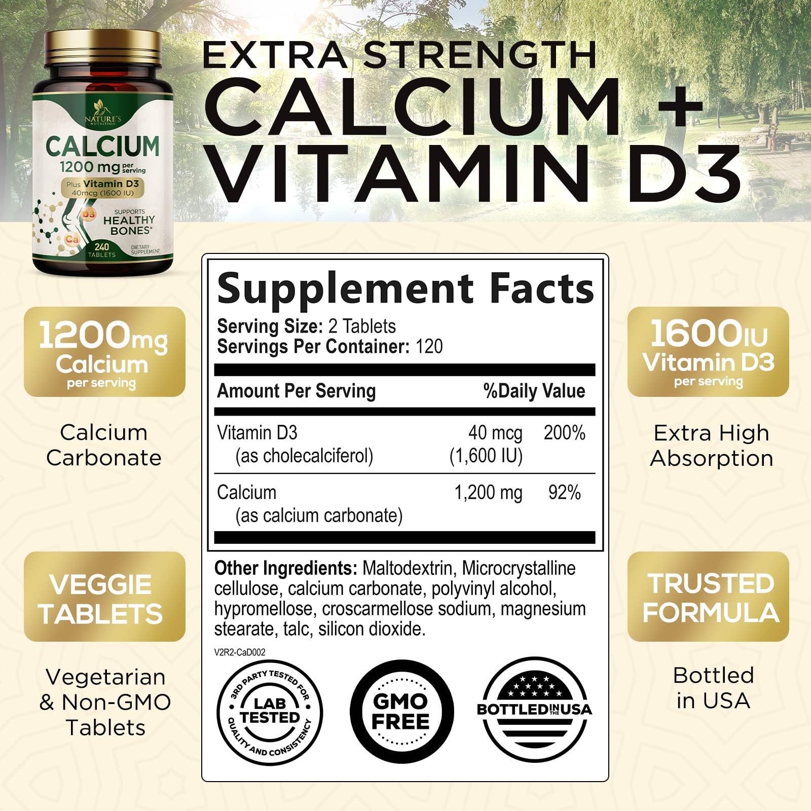 Nature's Nutrition etiqueta trasera con información nutricional clara y confianza
