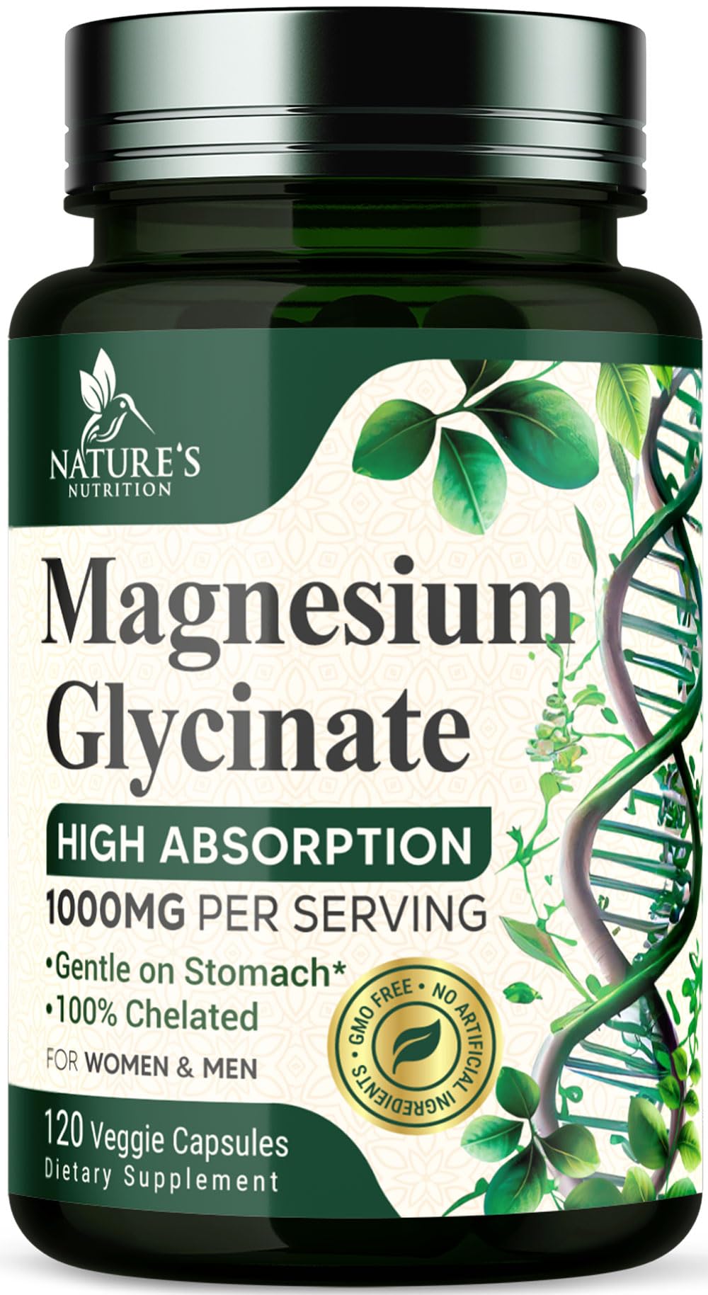 Nature's Nutrition frasco delante del producto con etiqueta clara y alta absorción