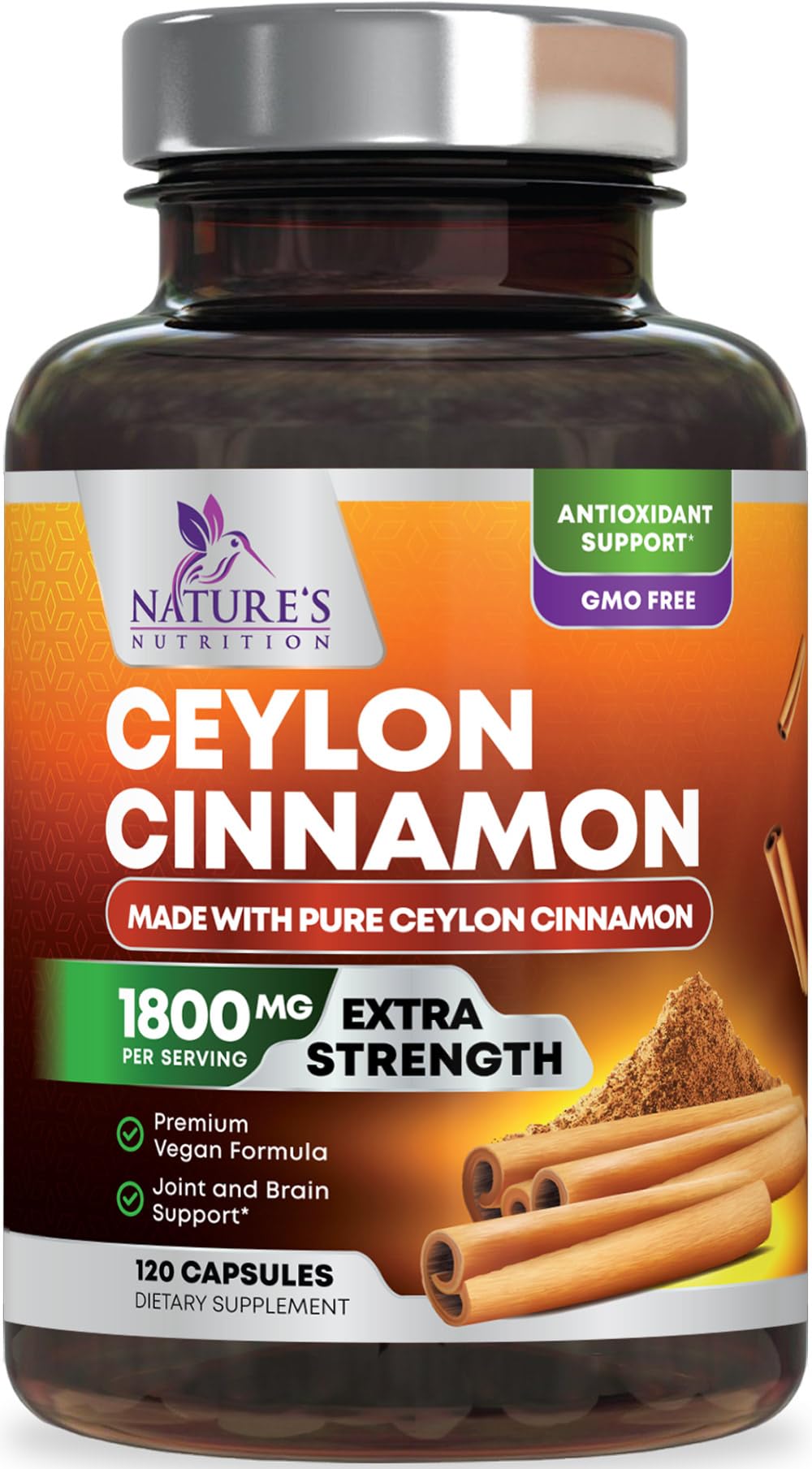 Nature's Nutrition frasco frontal con cápsulas y etiqueta clara, facilita elección informada