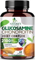 Nature's Nutrition frasco frontal mostrando la etiqueta y beneficio de apoyo articular