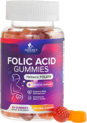 Nature's Nutrition frasco de gominolas folic acid con 60 unidades, fácil cumplimiento