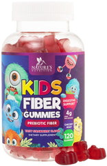 Nature's Nutrition frasco frontal mostrando 120 gomitas y beneficios de fibra