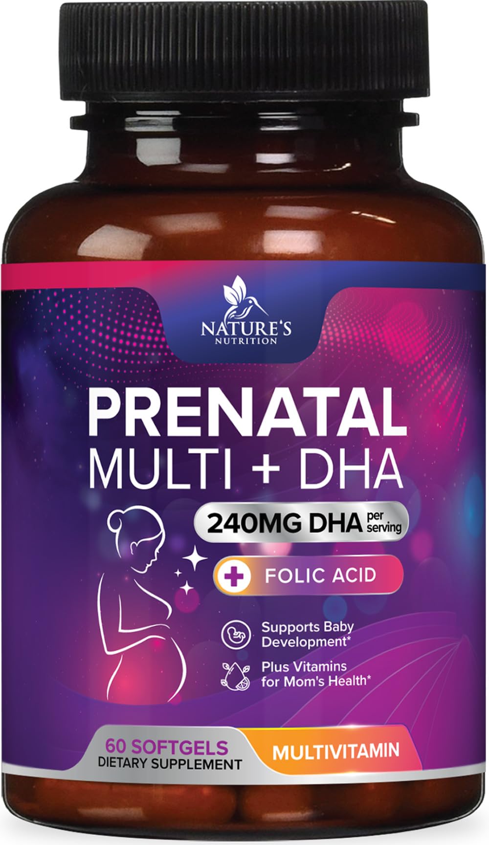 Nature's Nutrition envase frontal mostrando la marca y beneficio prenatal