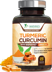 Nature's Nutrition envase frontal de cúrcuma mostrado claramente y confiable