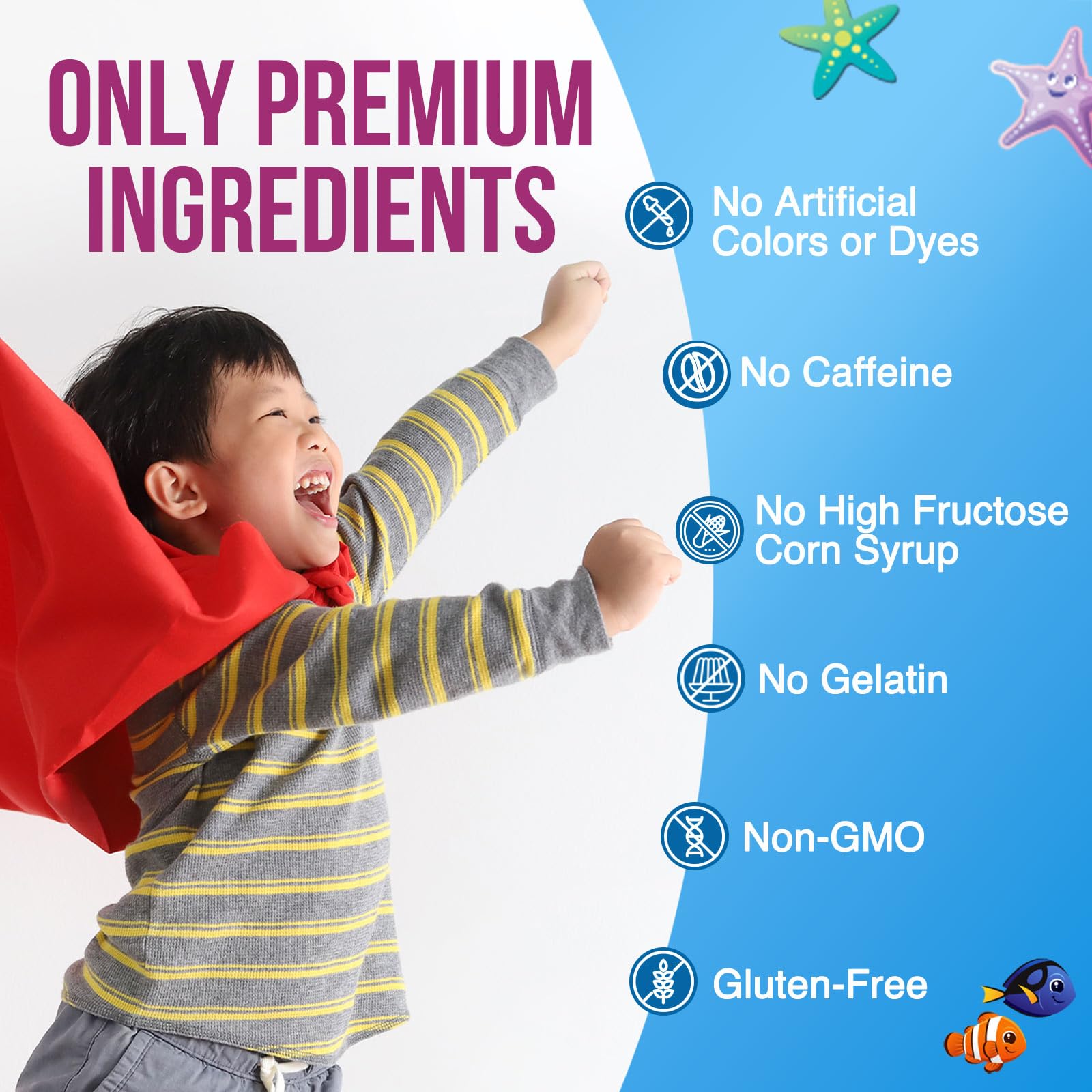 Nature's Nutrition gominola en mano para comparar tamaño y dosis