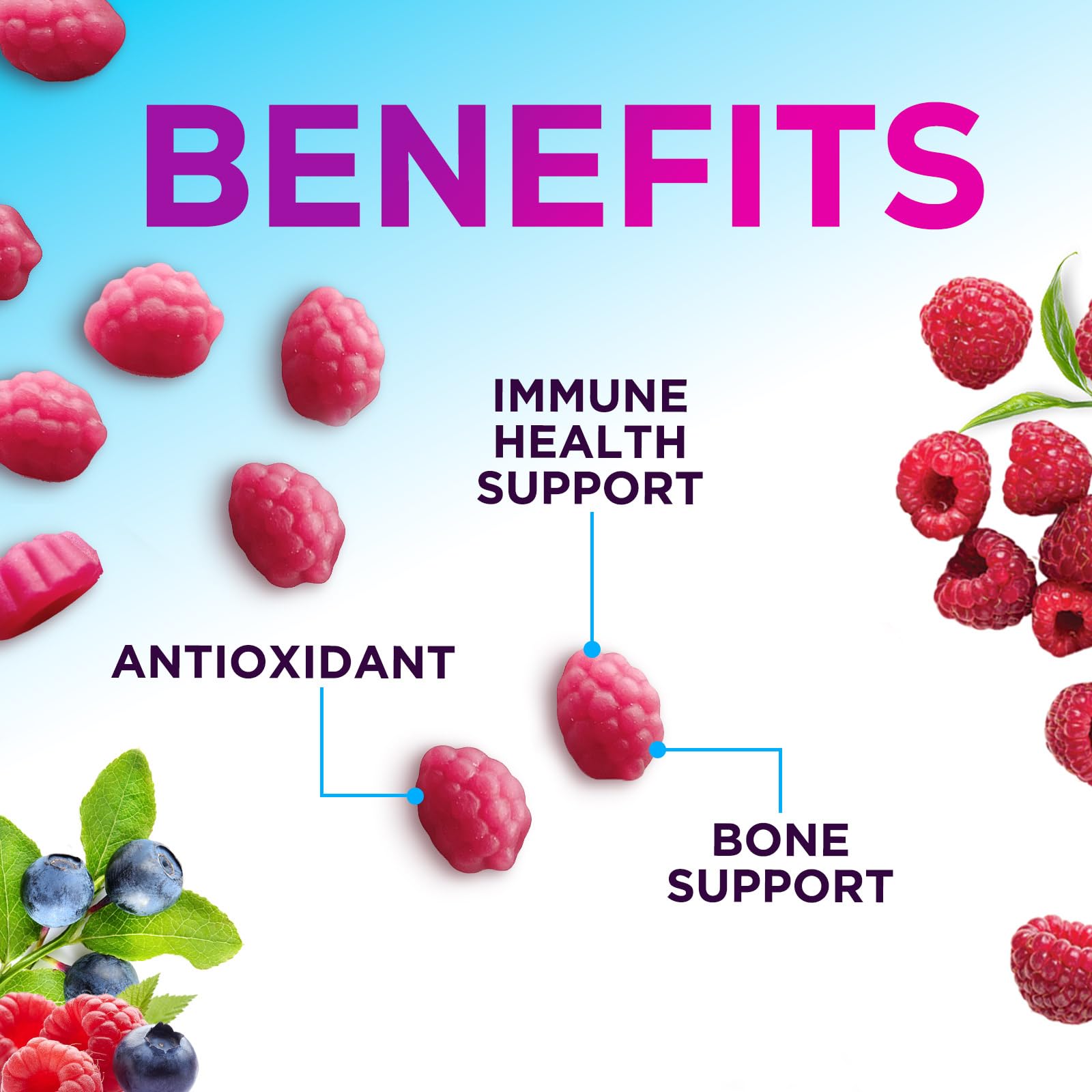 Nature's Nutrition botella abierta con gominolas listas para usar y conservar