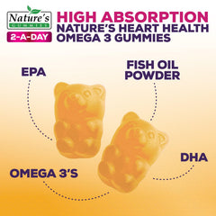 Nature's Nutrition bote abierto con gomitas visibles, facilita dosis diaria