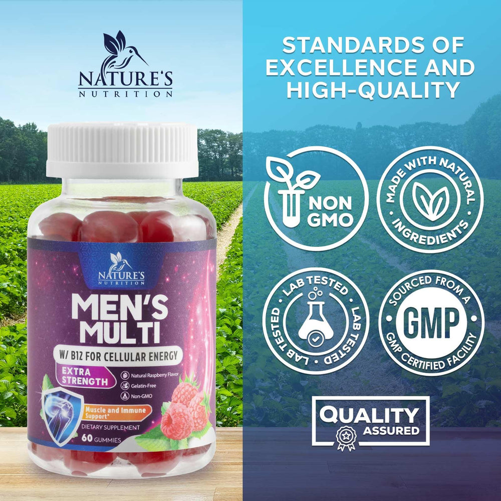 Nature's Nutrition gomitas en mano para mostrar escala y facilidad de uso