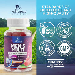 Nature's Nutrition gomitas en mano para mostrar escala y facilidad de uso
