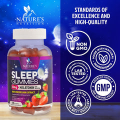 Nature's Nutrition etiqueta de ingredientes destacando 8 mg melatonina