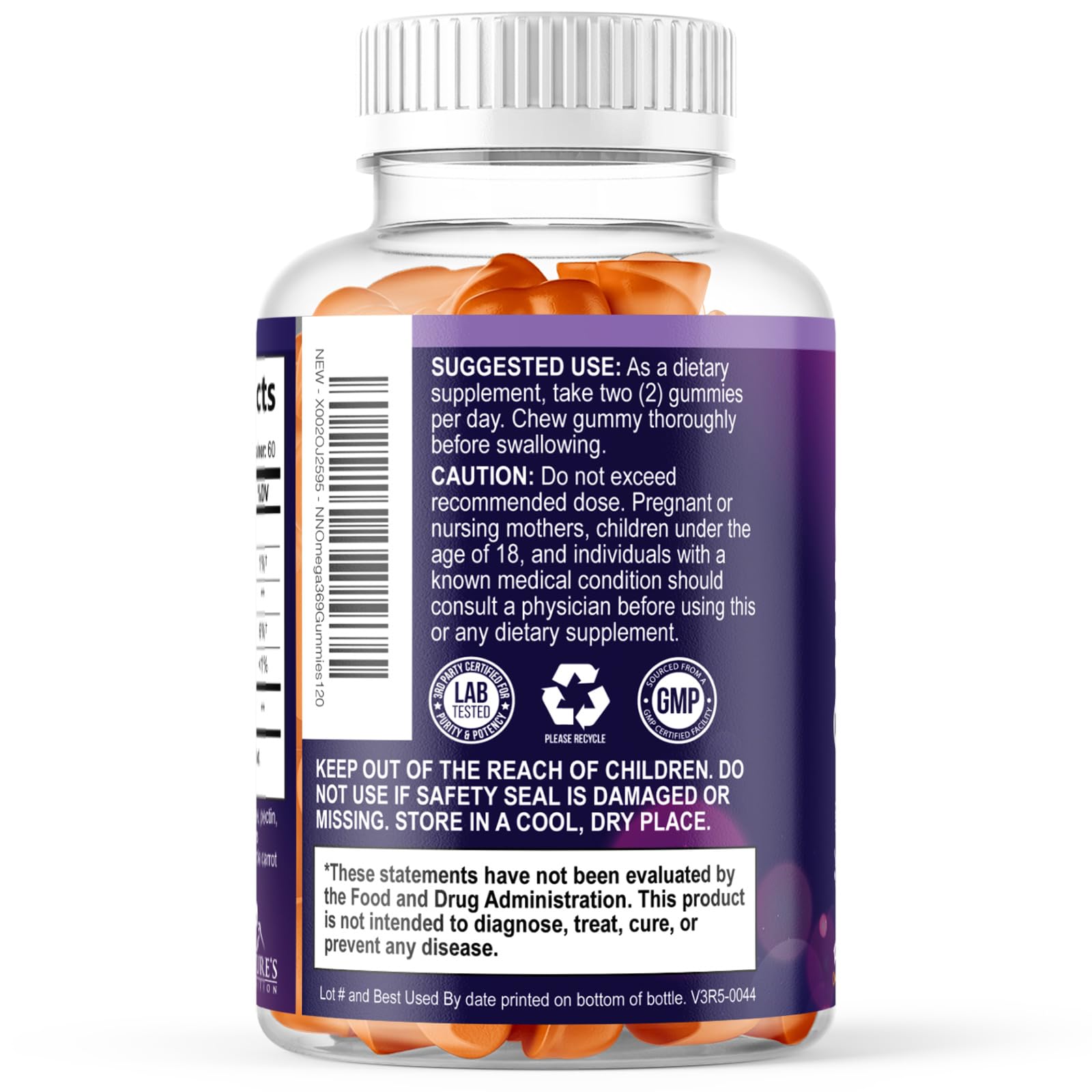 Nature's Nutrition etiqueta nutricional con ingredientes y dosis visibles