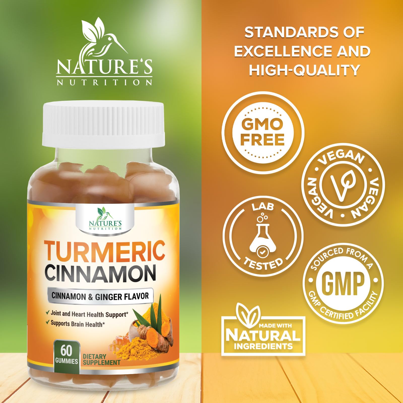 Nature's Nutrition etiqueta nutricional legible con información de curcuminoides