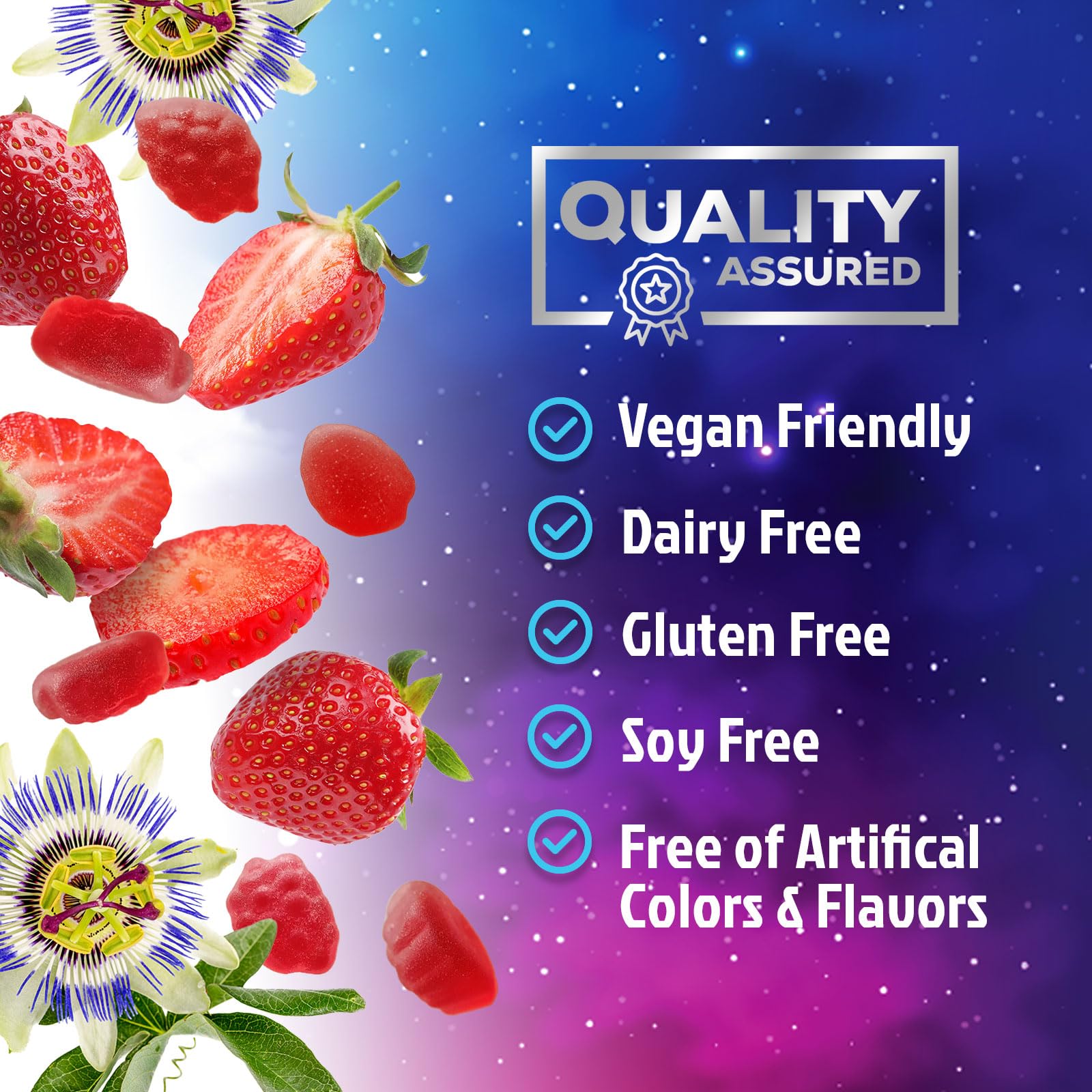 Nature's Nutrition frasco abierto con gomitas para control de porciones