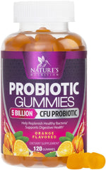 Nature's Nutrition bote frontal mostrando 120 gomitas y beneficios digestivos