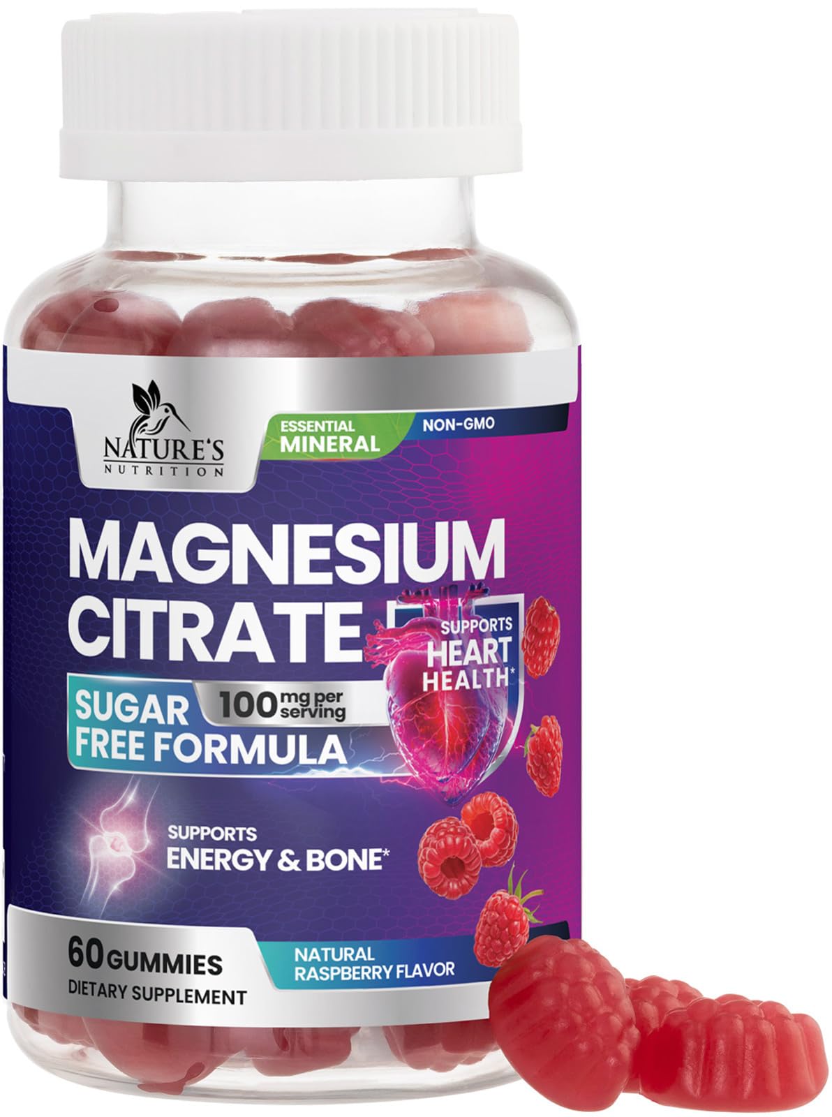 Nature's Nutrition frasco frontal mostrando etiqueta y beneficios