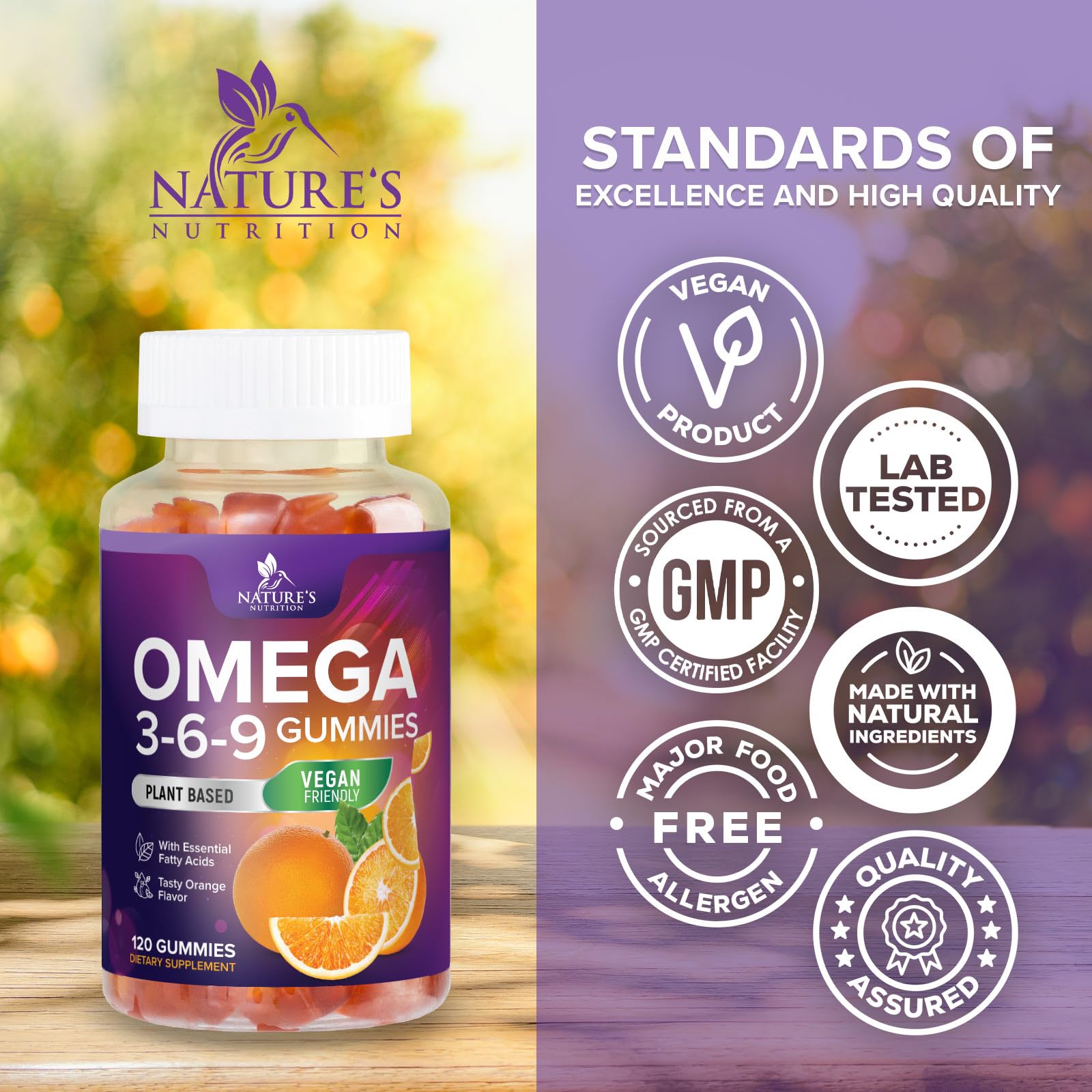 Nature's Nutrition gomita en mano para comparar tamaño y dosificación