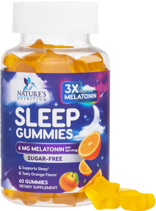Nature's Nutrition envase frontal de gomitas melatonina muestra dosis y sabor