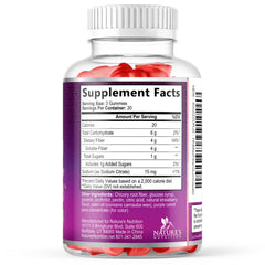 Nature's Nutrition gomitas sobre fondo con frutas berry transmitiendo sabor agradable