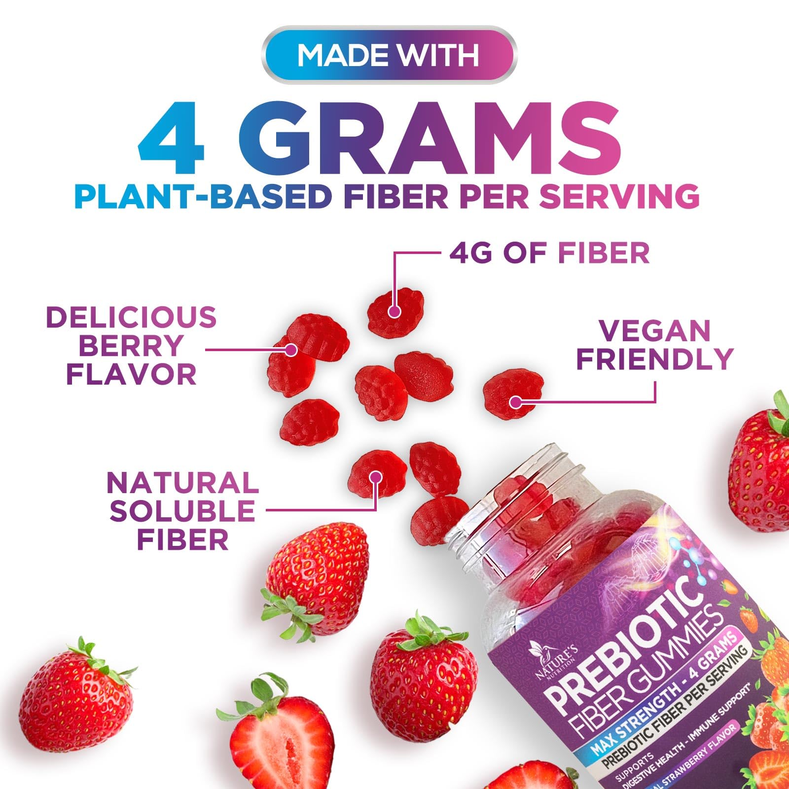 Nature's Nutrition gomitas junto a desayuno, integración cómoda en rutina