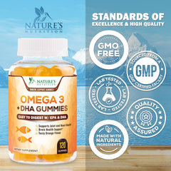 Nature's Nutrition etiqueta nutricional con concentración de DHA y EPA