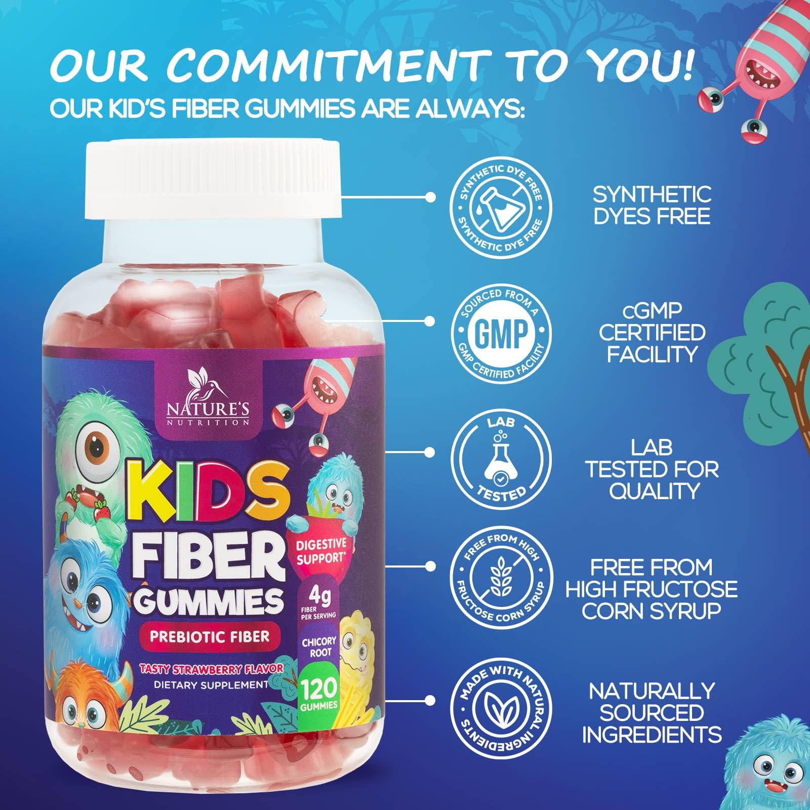 Porción de gomitas Nature's Nutrition en mano para controlar la dosis familiar