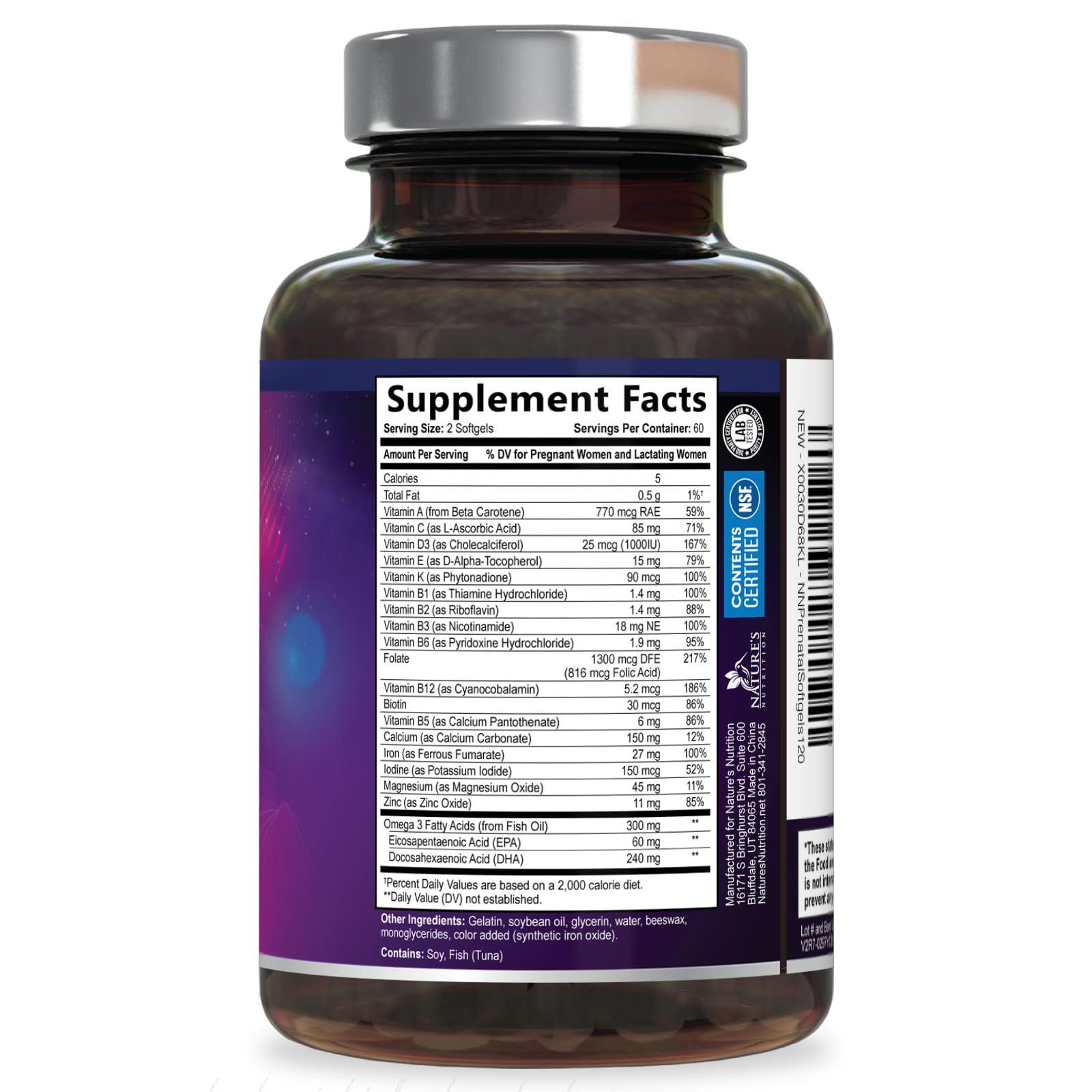 Nature's Nutrition mujer embarazada utilizando suplemento con confianza