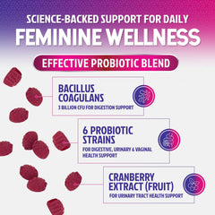 Nature's Nutrition probióticos para mujeres: gomitas con cranberry y sabor a fruta.
