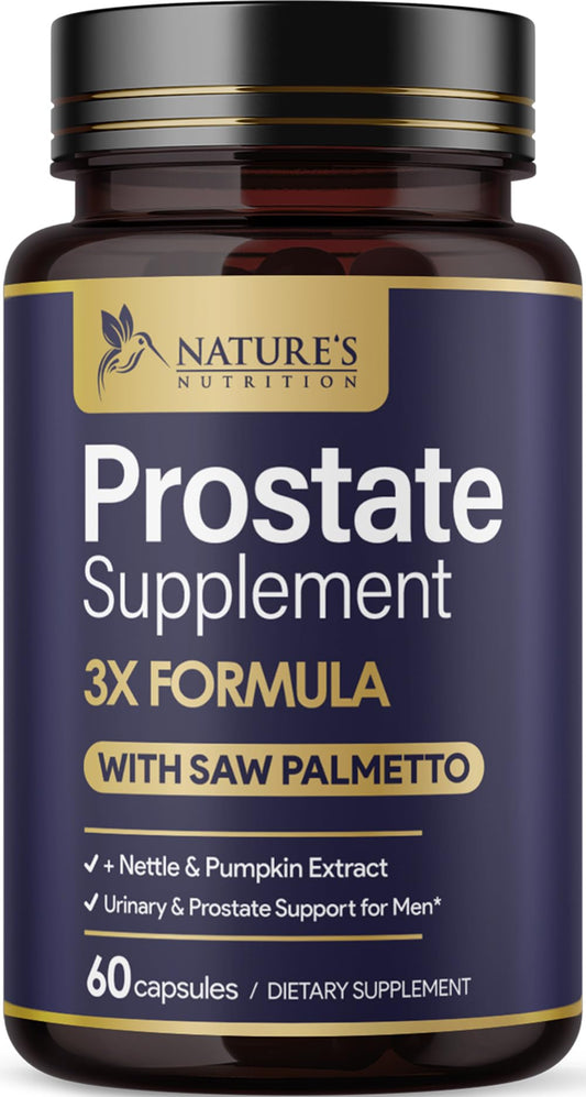 Nature's Nutrition botella frontal mostrando la etiqueta y beneficios visibles