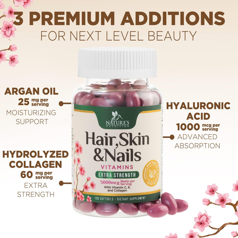 Nature's Nutrition softgels en mano para mostrar tamaño y dosis visual