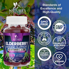 Nature's Nutrition tarro abierto con 60 gomitas visibles — formato familiar