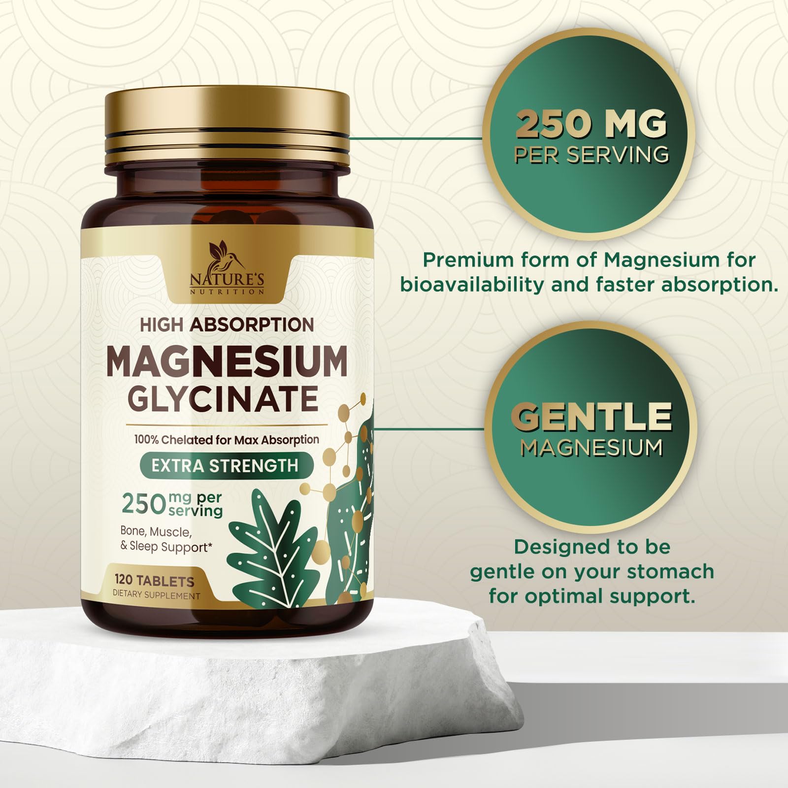 Nature's Nutrition textura de la tableta para evidenciar superficie suave