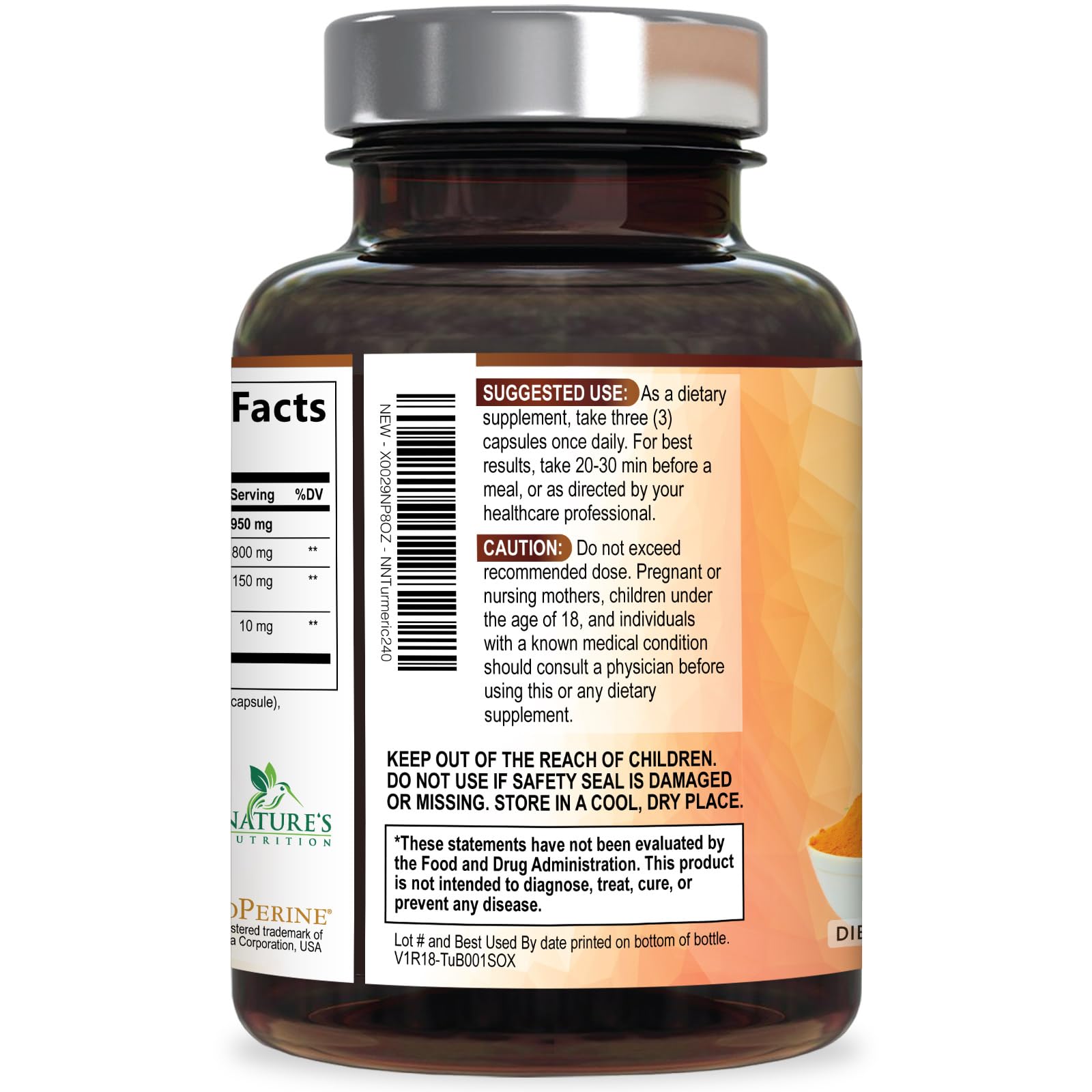 Comparación de tamaño Nature's Nutrition para ver cantidad en envase