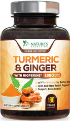 Nature's Nutrition frasco frontal que muestra 180 cápsulas y ventajas veganas