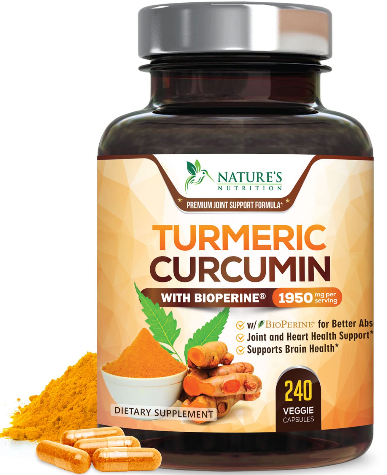 Nature's Nutrition frasco frontal mostrando marca y cápsulas para confianza