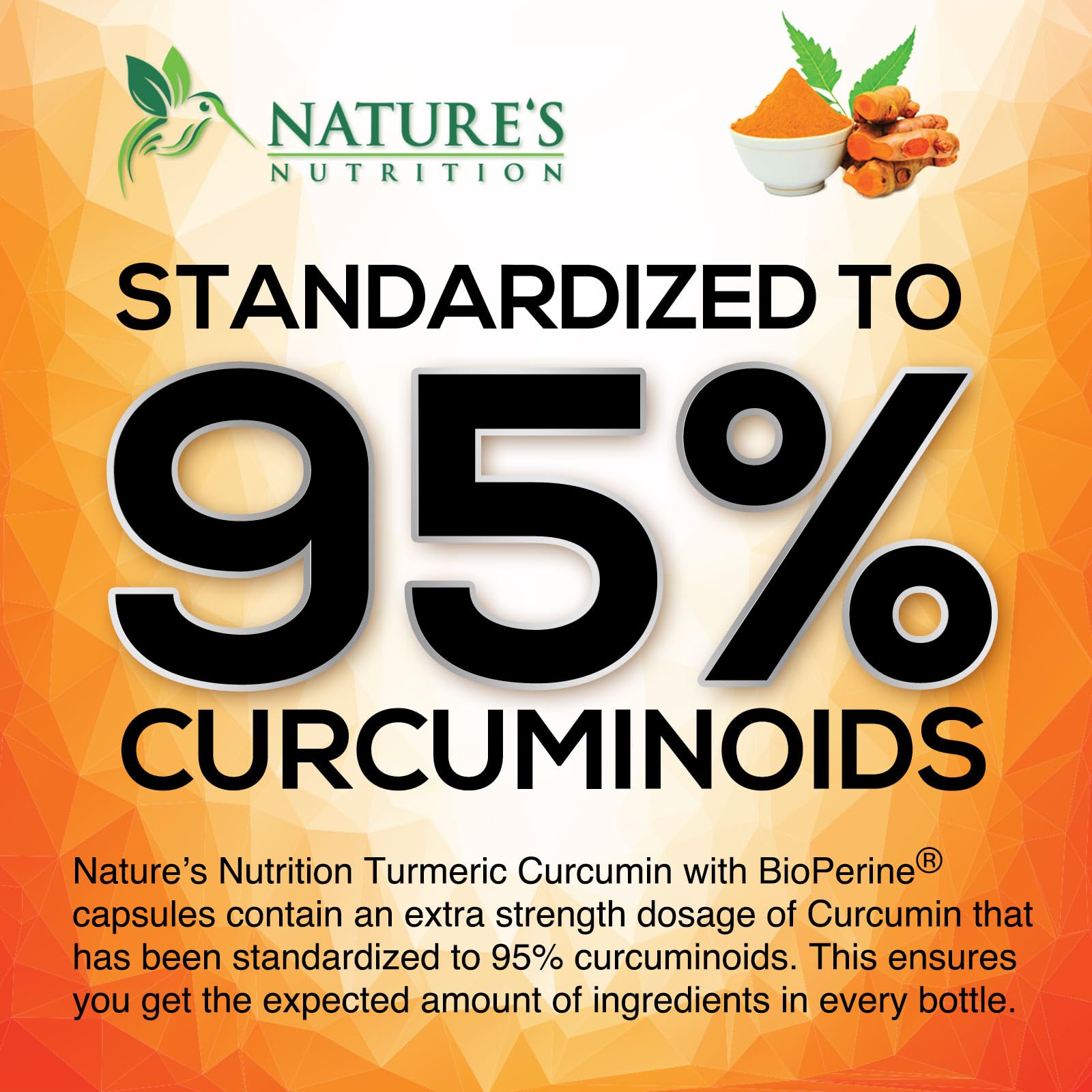Polvo de cúrcuma orgánica Nature's Nutrition que evidencia pureza